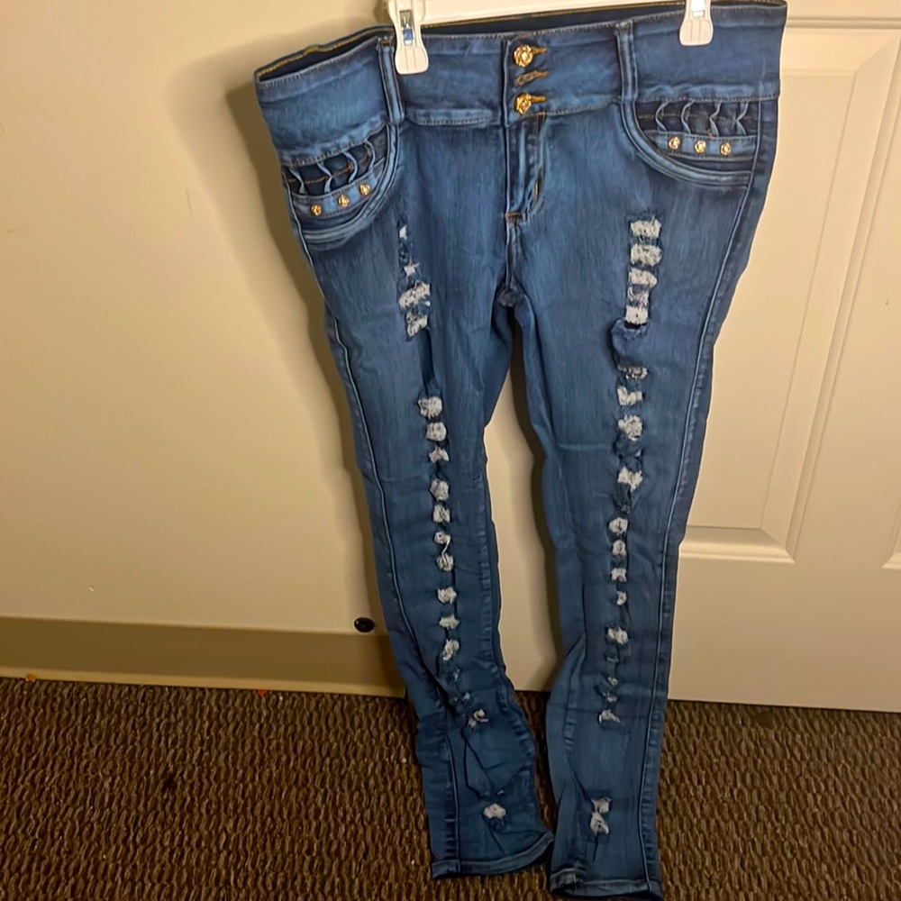 Diva star jeans denim ripped jeans size 12